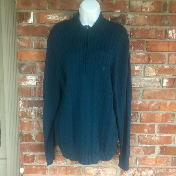 IZOD half zip pullover blue sweater Mens Large - Picture 2 of 8